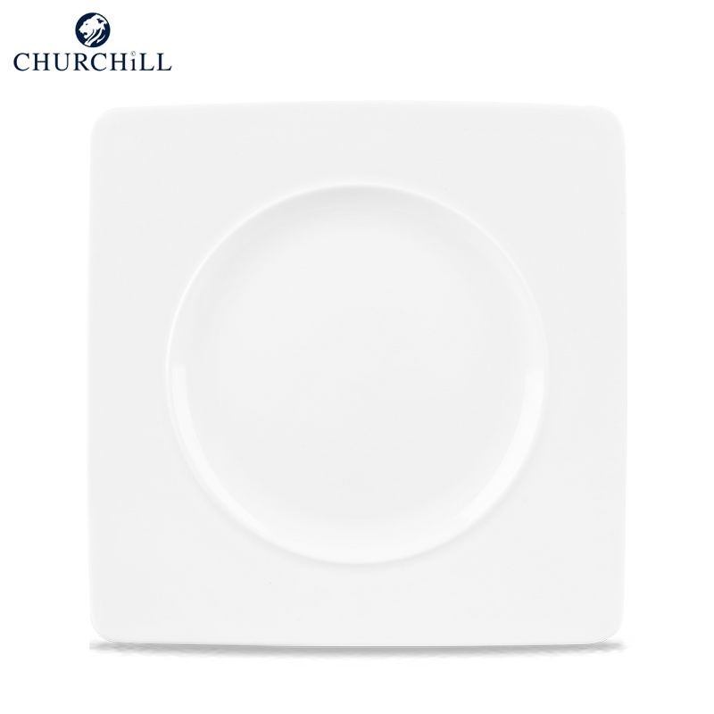 Alchemy Ambience White Medium Rim Square Plate 8.25" Box 6